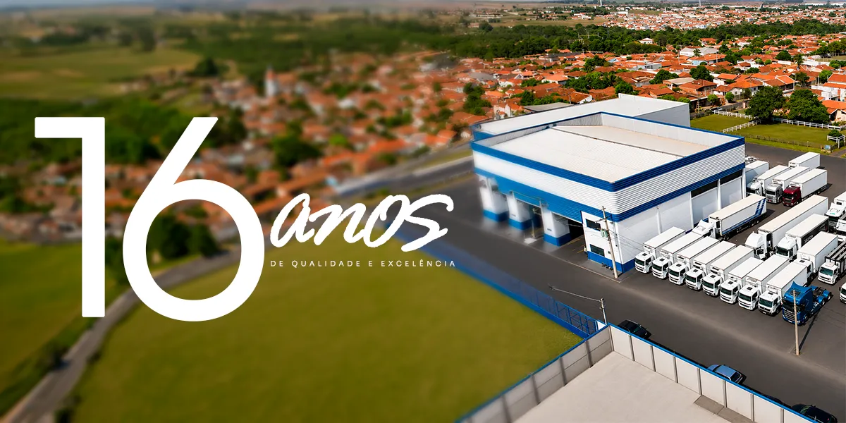 Vista aérea do centro de distribuição da CJK Alimentos em Bariri/SP, 16 anos de qualidade e excelência